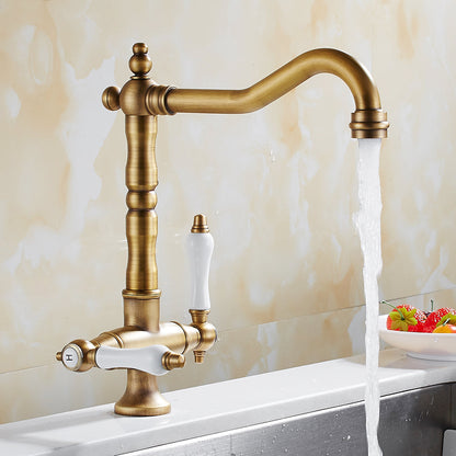 Miravique-Handle Rustic Brass Faucet