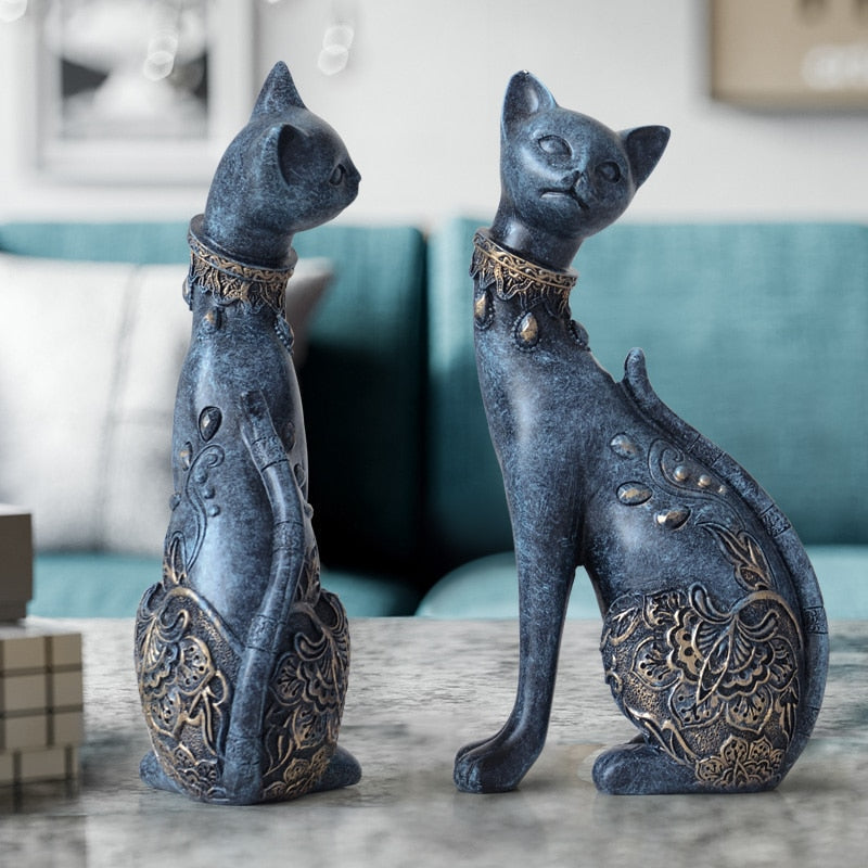 Couple Cats Resin Figurines