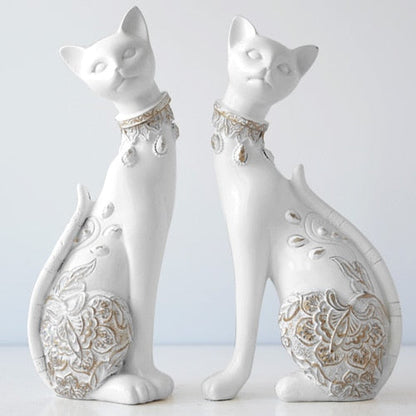 Couple Cats Resin Figurines