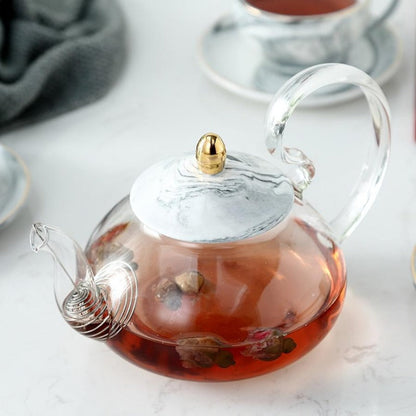 Pure Elegance Porcelain & Glass Teapot Set