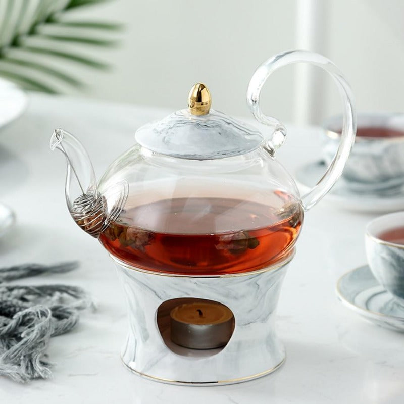 Pure Elegance Porcelain & Glass Teapot Set