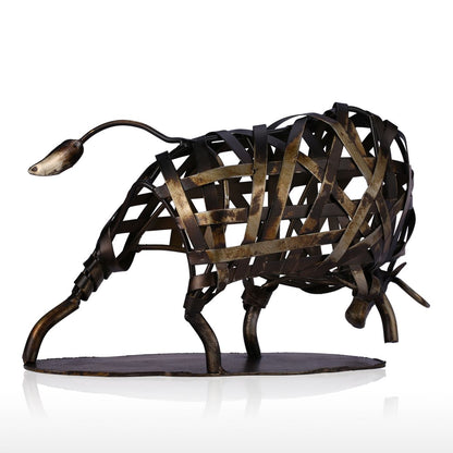 Iron-made Braided Cattle Metal Home Decor Sculpture