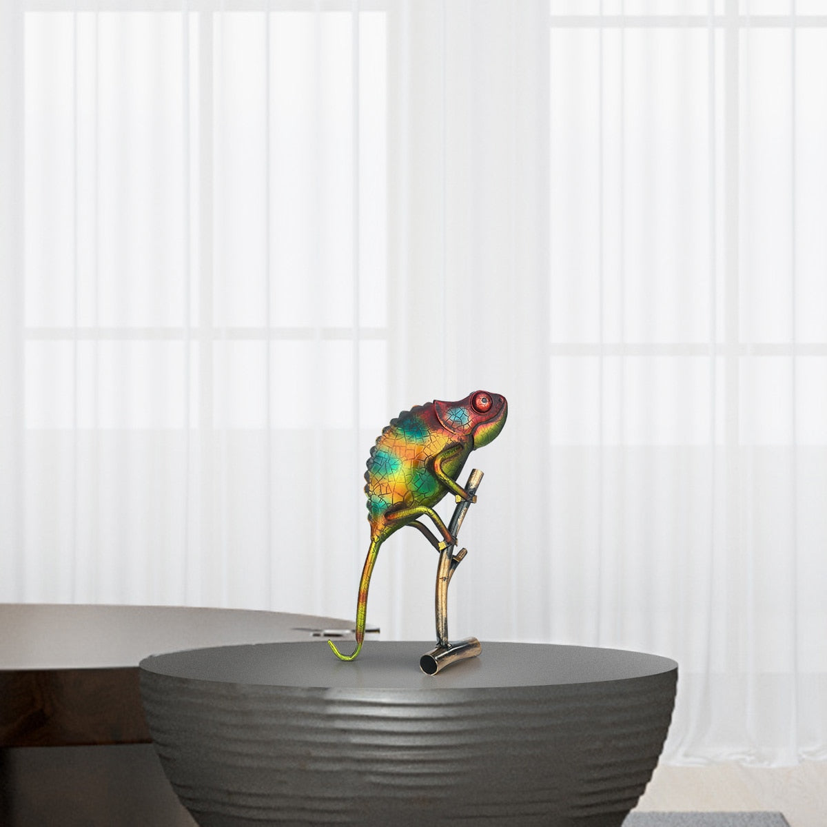 Metal Cameleon Home Decor Sculpture