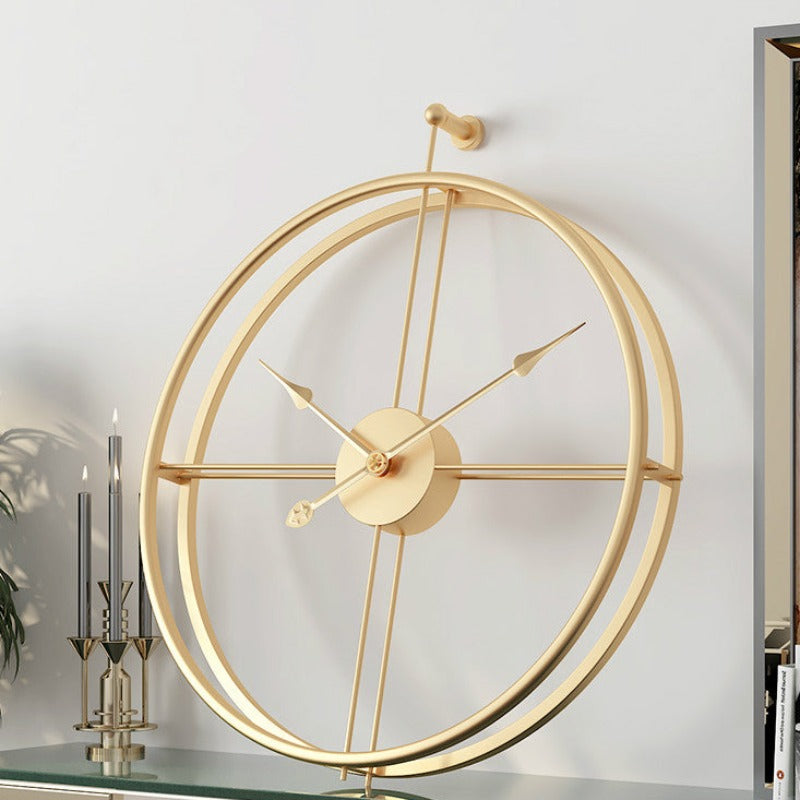 Gold Minimalist Metal Wall Clock Large