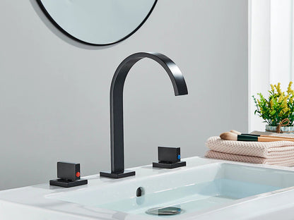 Miravique Gooseneck Double Handle Bathroom Faucet