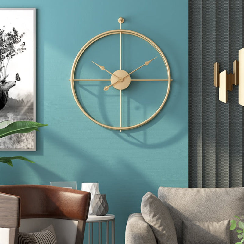 Gold Minimalist Metal Wall Clock Large