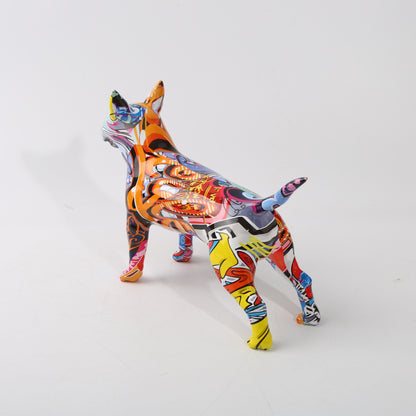 Graffiti Painted Bull Terrier Dog Art Sculpture