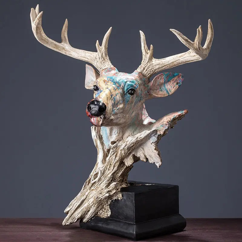 Handcrafted Deer Head Statue