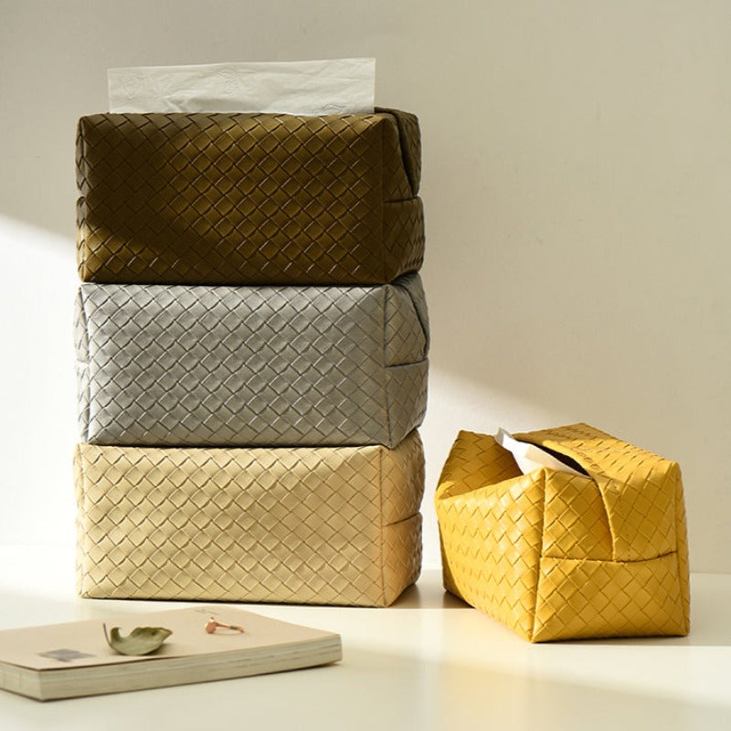 Woven Leather Tissue Paper Holder