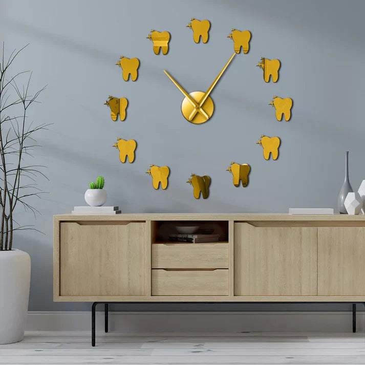 DentiGlow - Modern wall clock with dental mirror effect