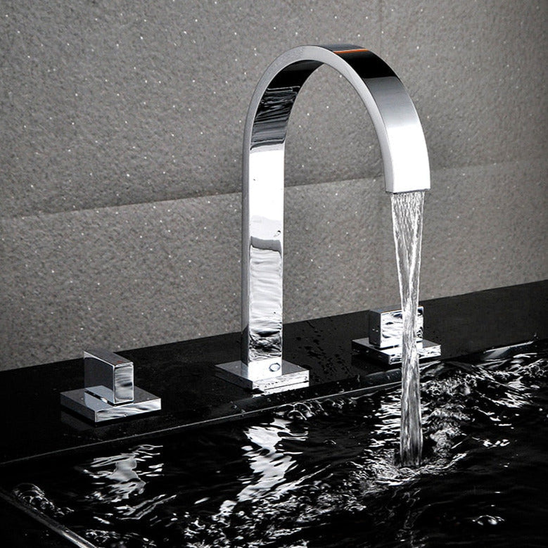 Miravique Gooseneck Double Handle Bathroom Faucet