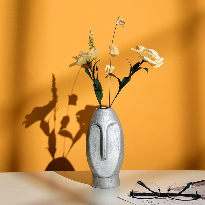 Unique Ceramic Abstract Face Vase - Modern Decorative Art for Home Decor