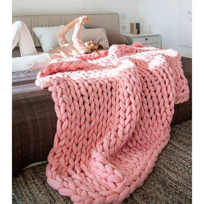 Chunky Merino Knitted Blanket