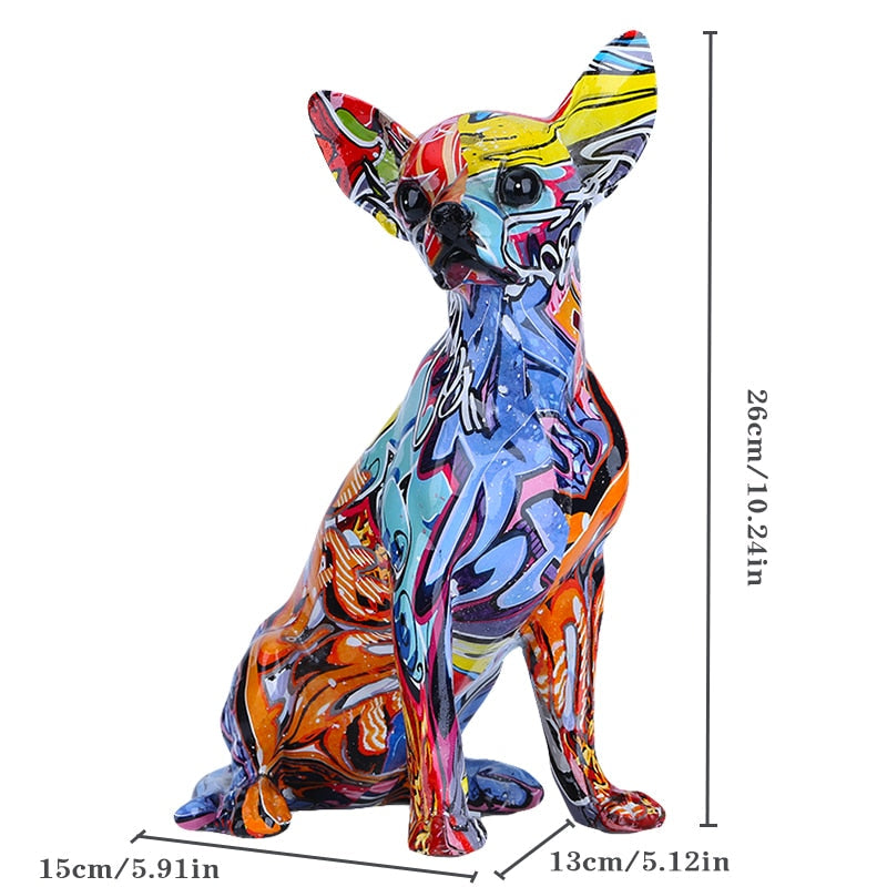 Graffiti Painted Chihuahua Dog Art Sculpture