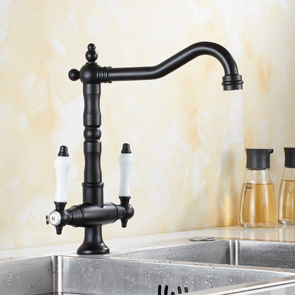 Miravique-Handle Rustic Brass Faucet