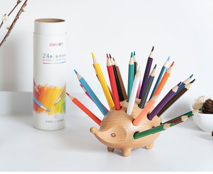 Wooden Hedgehog Pen Holder