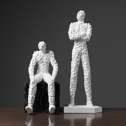 Black & White Pixel Figurine