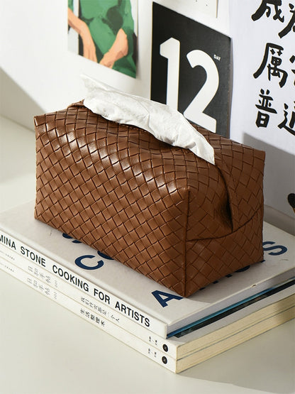 Woven Leather Tissue Paper Holder