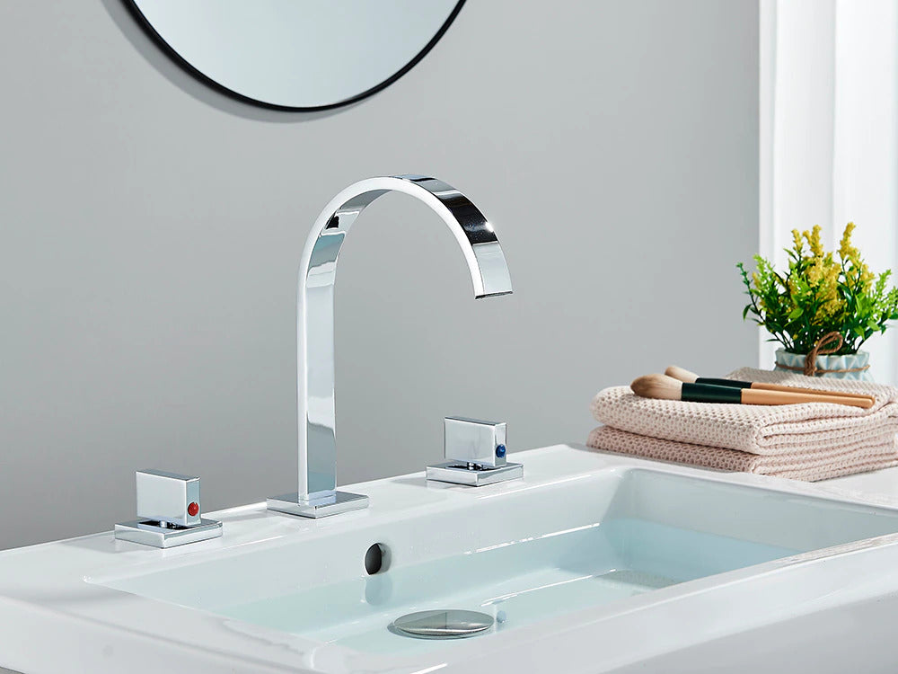 Miravique Gooseneck Double Handle Bathroom Faucet