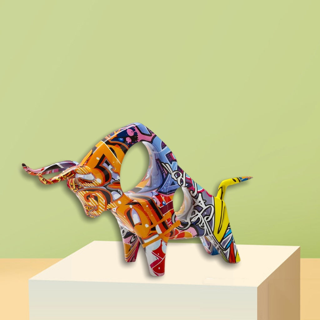 Graffiti Art Bull Sculpture