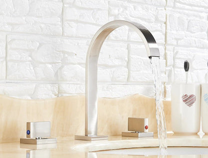 Miravique Gooseneck Double Handle Bathroom Faucet