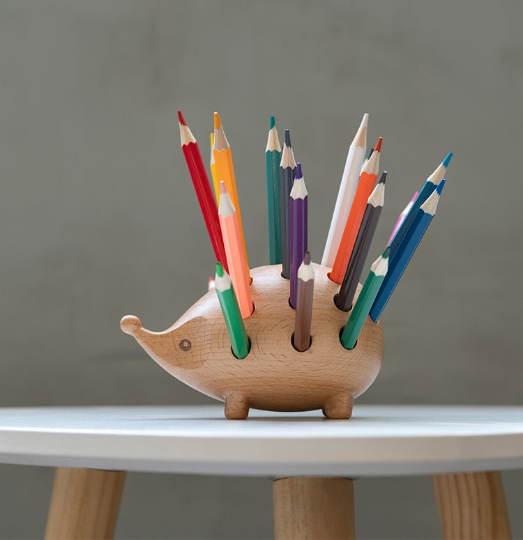 Wooden Hedgehog Pen Holder