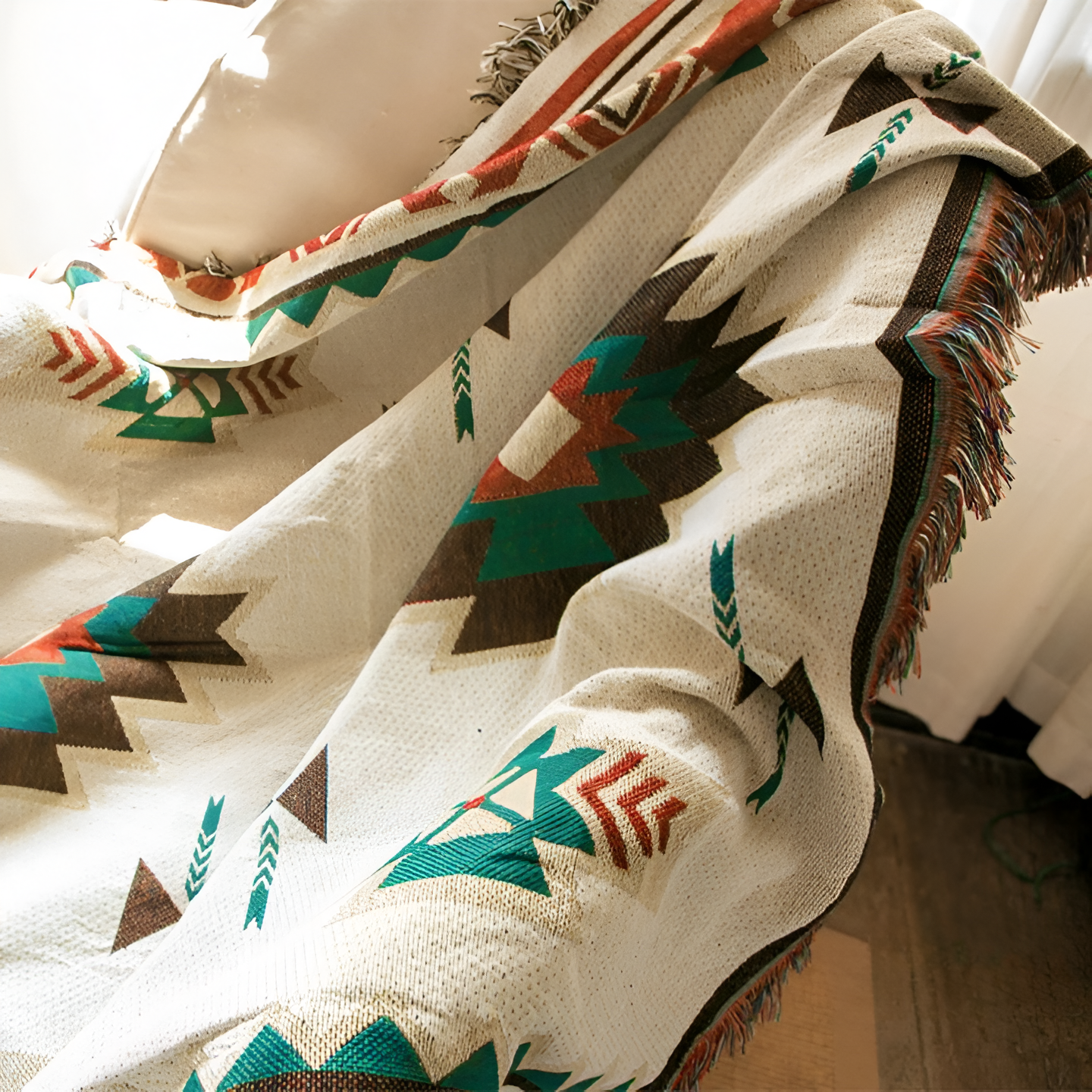 BohoFab Blanket - Luxury Boho Blanket Throw - Geometric Ethnic Tassel Tapestry Blanket