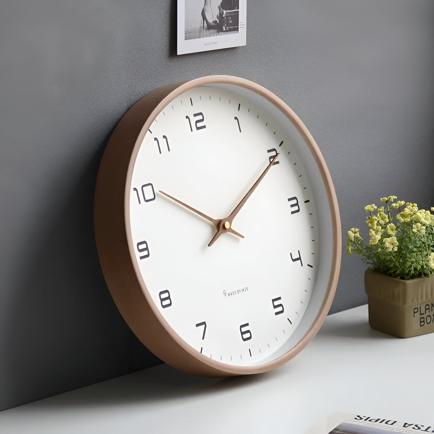 EleQuartz Clock - Round Wall Clock - Nordic Wood Wall Clock