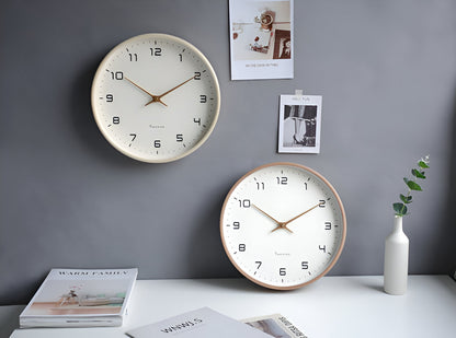 EleQuartz Clock - Round Wall Clock - Nordic Wood Wall Clock