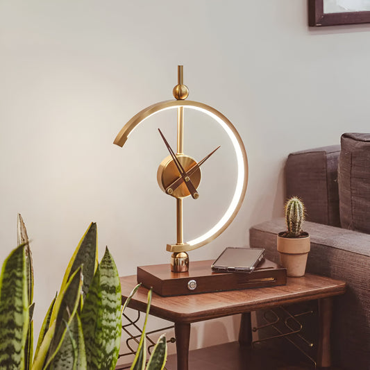 GLux Clock - LED Table Lamp Golden Time - Geometric Qi Wireless Charger & Clock