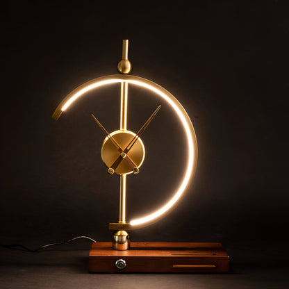 GLux Clock - LED Table Lamp Golden Time - Geometric Qi Wireless Charger & Clock