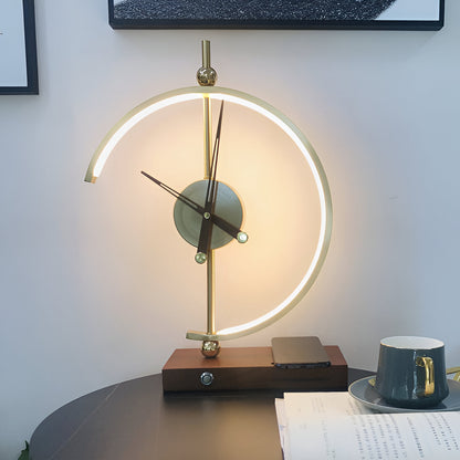 GLux Clock - LED Table Lamp Golden Time - Geometric Qi Wireless Charger & Clock