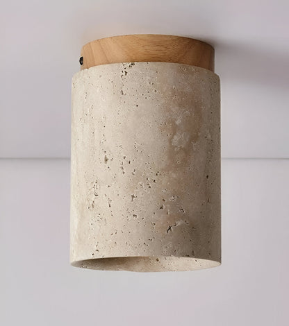 MarWood Travertine Ceiling Light – Marble & Wood Flush Mount Spotlight for Elegant Lighting