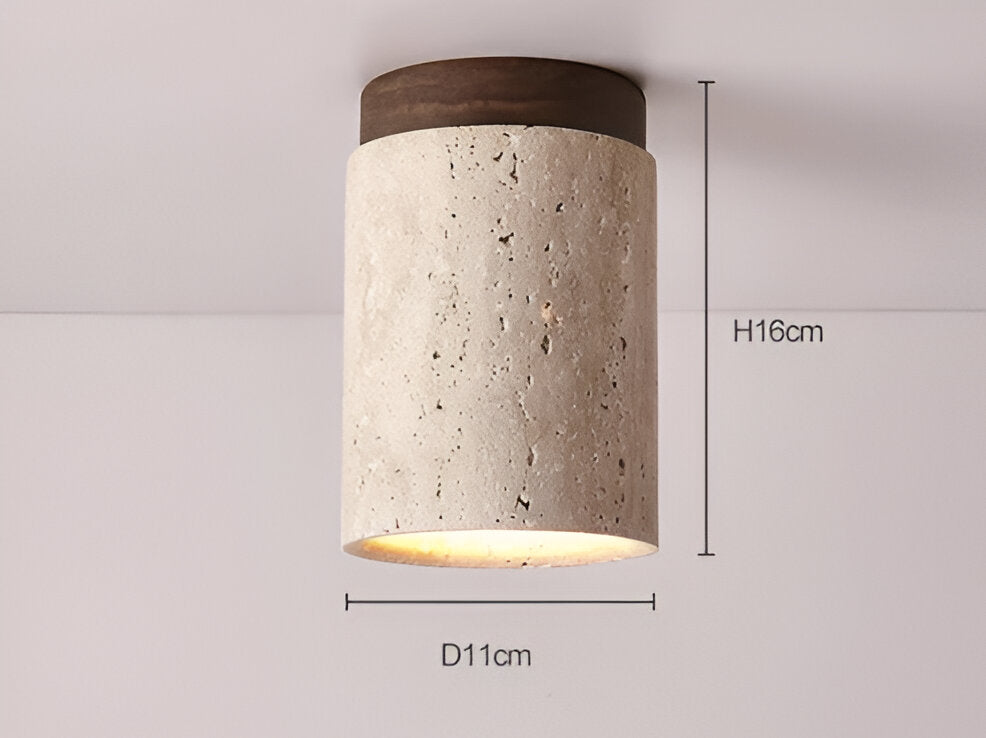 MarWood Travertine Ceiling Light – Marble & Wood Flush Mount Spotlight for Elegant Lighting