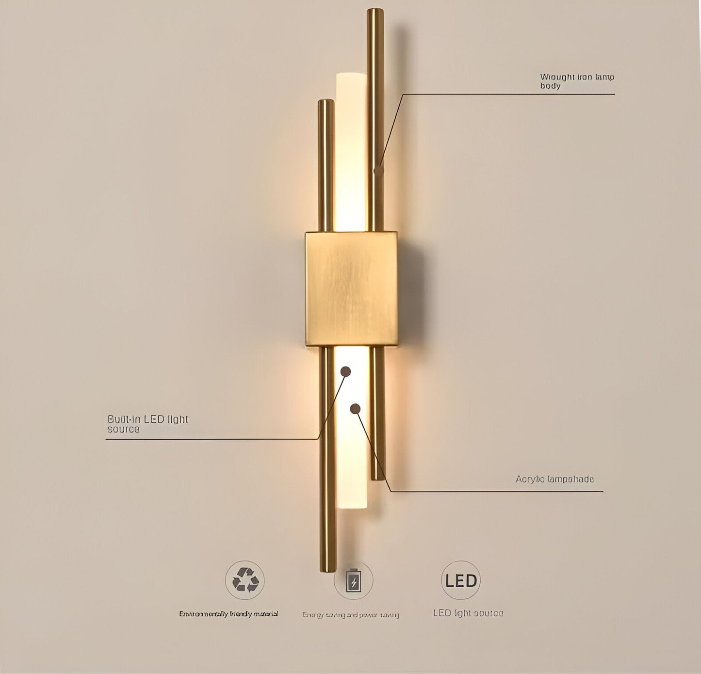 NobleGlow Gold Black Wall Light - Luxury Linear Design, Adjustable Warm/Neutral/Cool Lighting