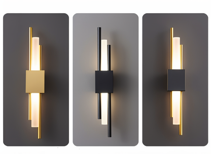 NobleGlow Gold Black Wall Light - Luxury Linear Design, Adjustable Warm/Neutral/Cool Lighting