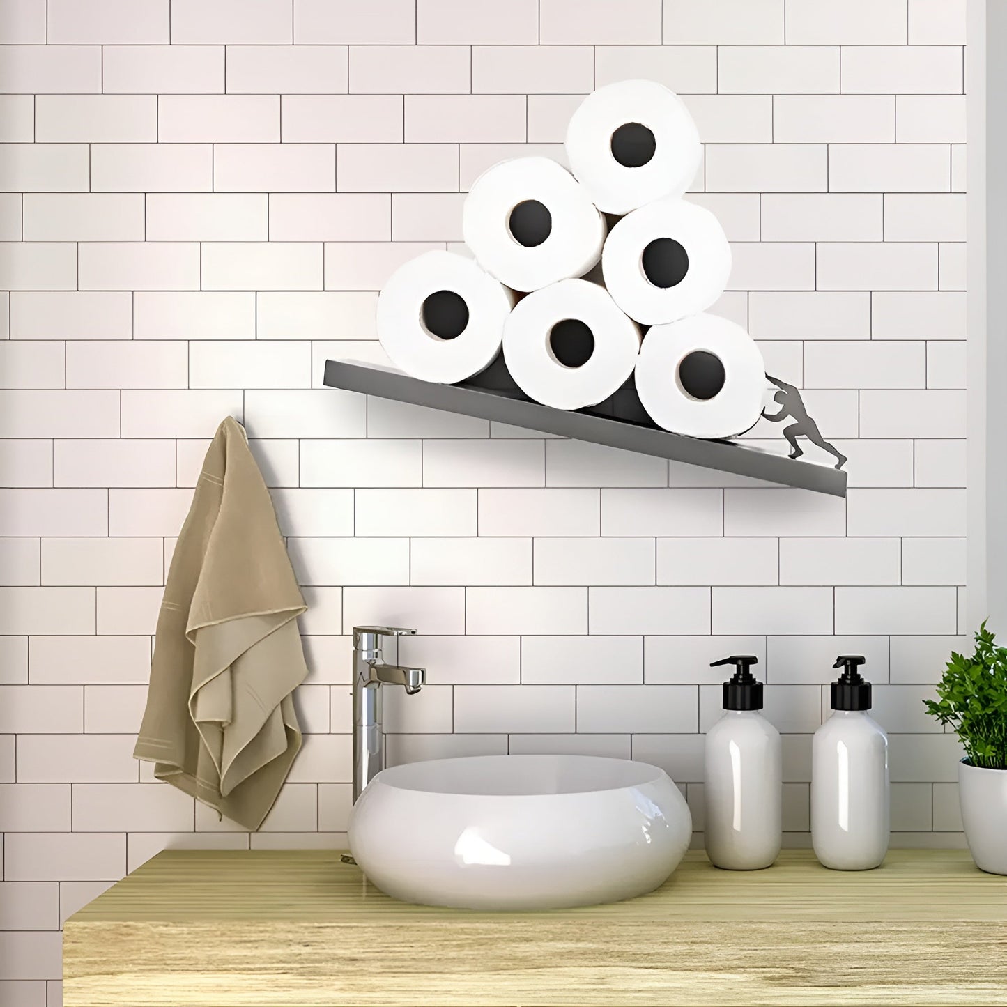 RollShelf - Decorative toilet paper holder for wall mounting