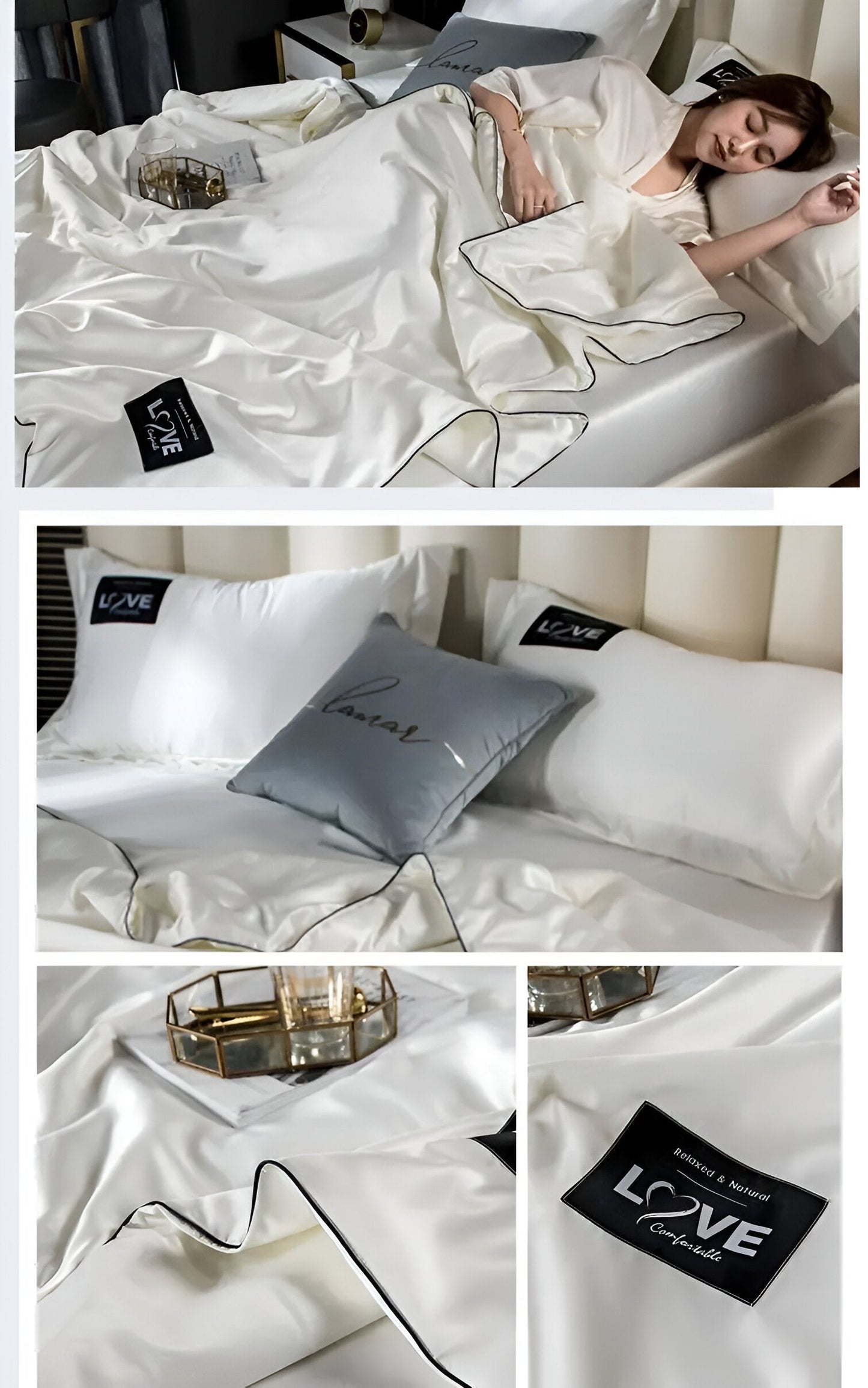 SilkyLux Duvet - Soft & Breathable Satin Silk Bedding for Year-Round Comfort