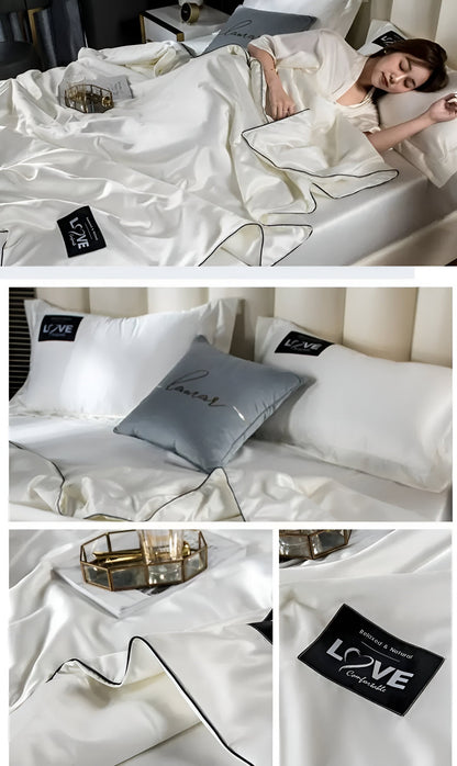 SilkyLux Duvet - Soft & Breathable Satin Silk Bedding for Year-Round Comfort