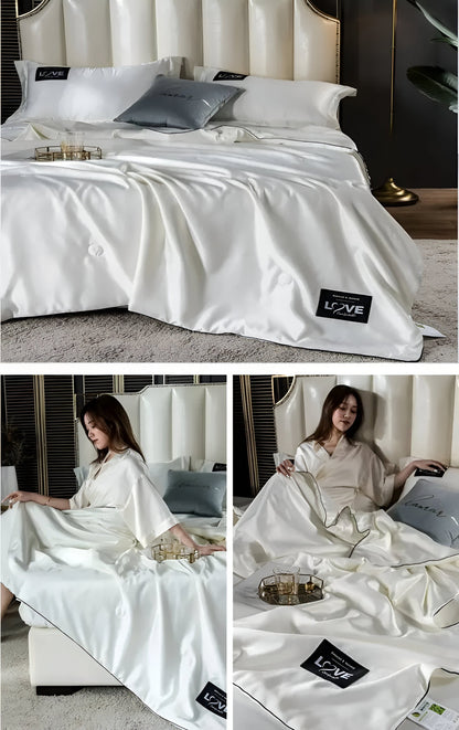 SilkyLux Duvet - Soft & Breathable Satin Silk Bedding for Year-Round Comfort