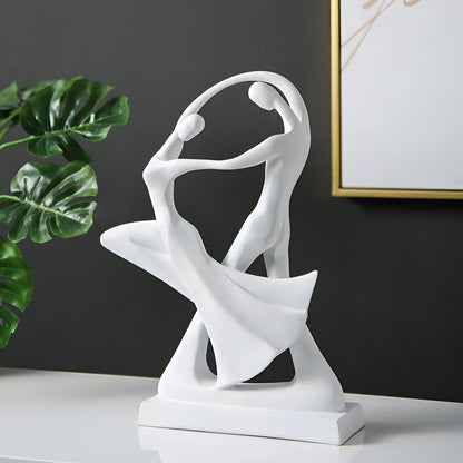 SwayDuo Ornament - White and black dancing resin sculpture - Modern abstract art