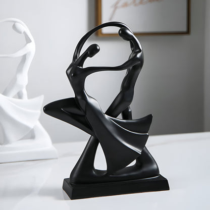 SwayDuo Ornament - White and black dancing resin sculpture - Modern abstract art