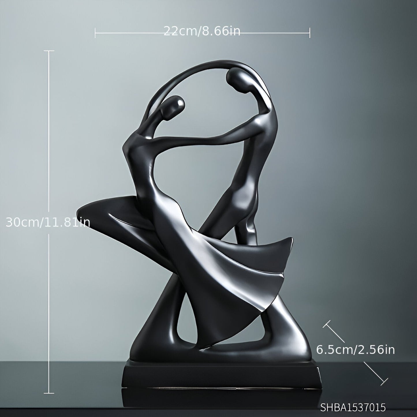 SwayDuo Ornament - White and black dancing resin sculpture - Modern abstract art