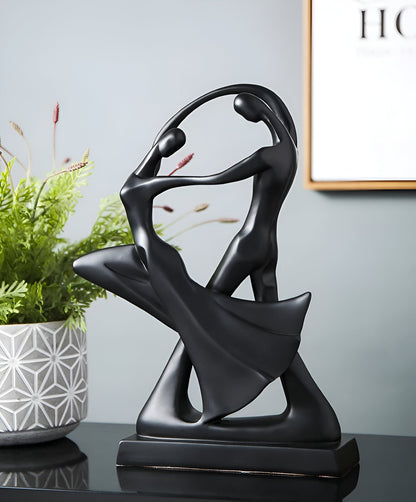 SwayDuo Ornament - White and black dancing resin sculpture - Modern abstract art