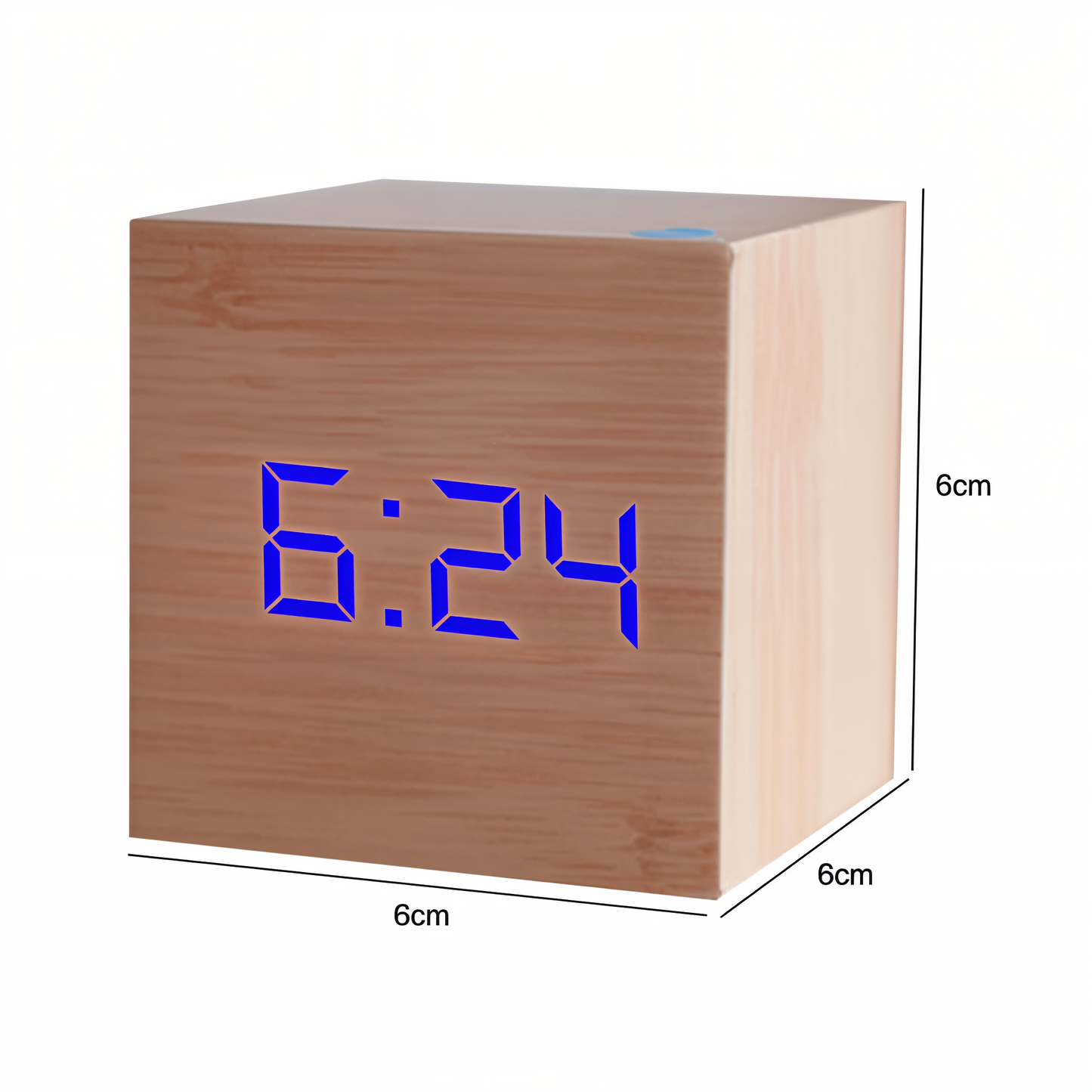 Digital LED Alarm Cube Clock – Bamboo & Wood Modern Design for Home & Office