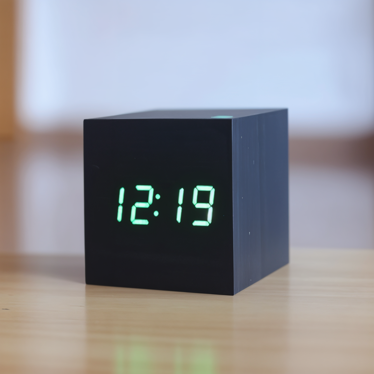 Digital LED Alarm Cube Clock – Bamboo & Wood Modern Design for Home & Office