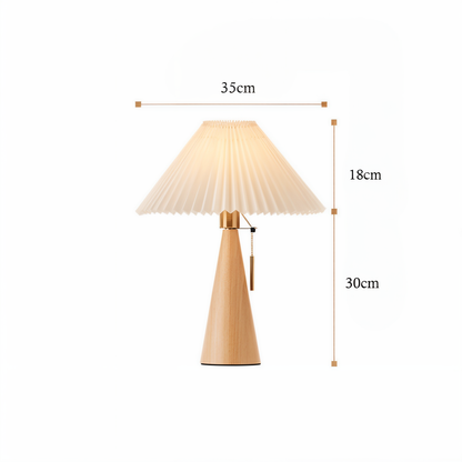 Vintage table lamp - Pleated table lamp with wooden base