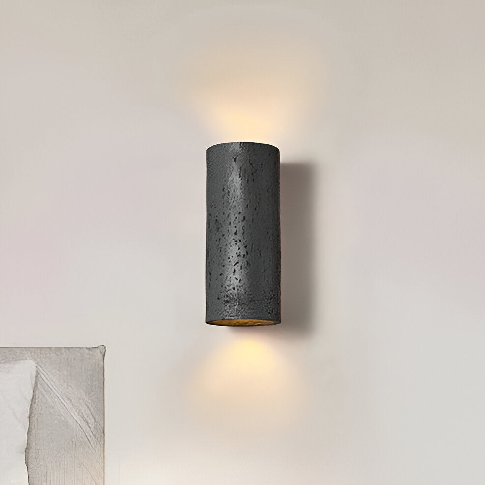 Cylinder Tube Wall Light - Wabi-Sabi Stone Sconce | LED Spotlight with Up-and-Down Lighting