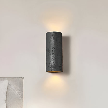 Cylinder Tube Wall Light - Wabi-Sabi Stone Sconce | LED Spotlight with Up-and-Down Lighting