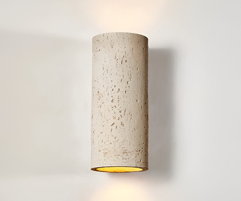 Cylinder Tube Wall Light - Wabi-Sabi Stone Sconce | LED Spotlight with Up-and-Down Lighting